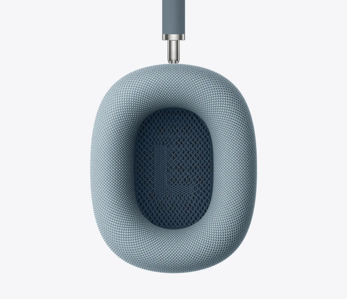AirPods Max 2 ear cushion detail showing mesh knit textile and memory foam
