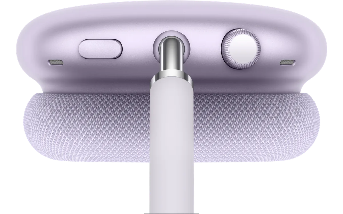 AirPods Max 2 top view showing Digital Crown and noise control button
