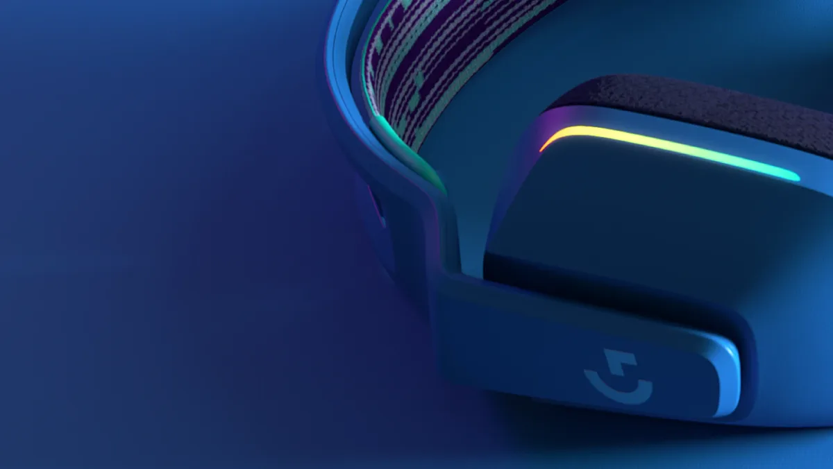 Logitech G733 feature visualization showing PRO-G 40mm drivers