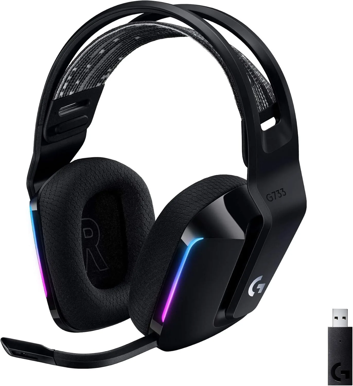 Lightweight wireless gaming headset with RGB and DTS surround sound support